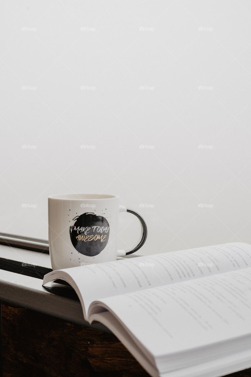 a cup of coffee and a book in a foggy morning, fog, cold weather, moody weather, relaxation, recreation, awesome, slogan, words in the wild