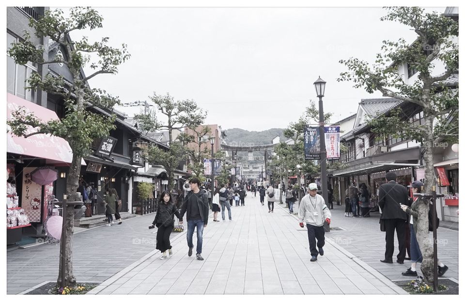 Shopping street in dazaifu temple Fukuoka 