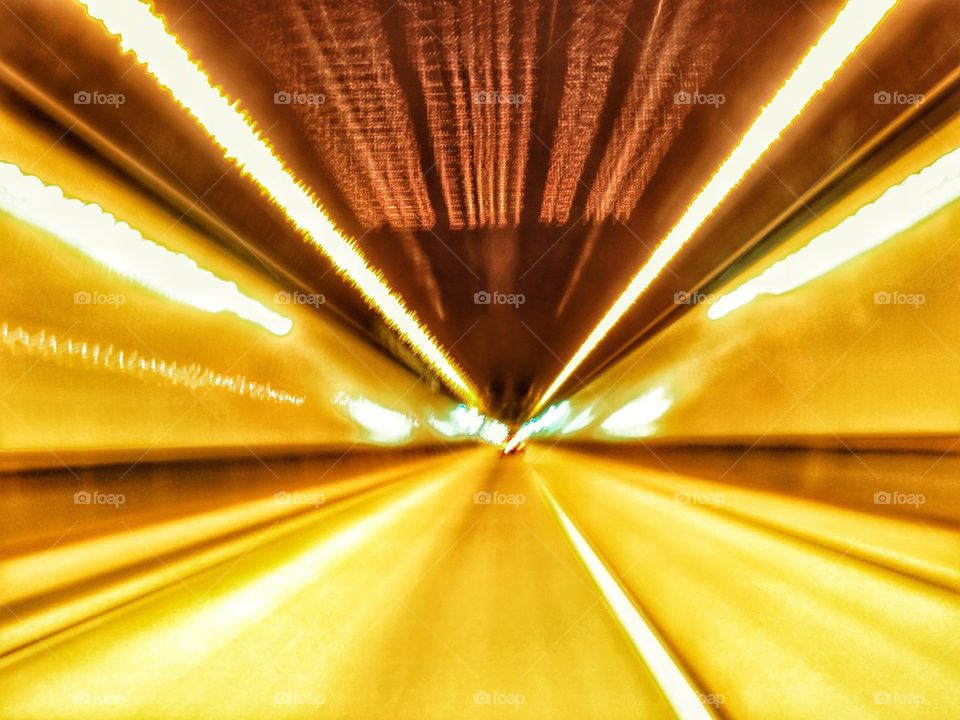 California driving tunnel at night