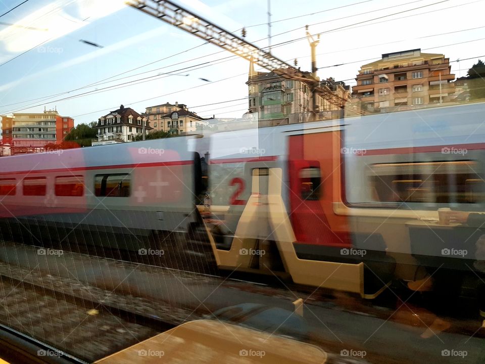 reflection of train in window