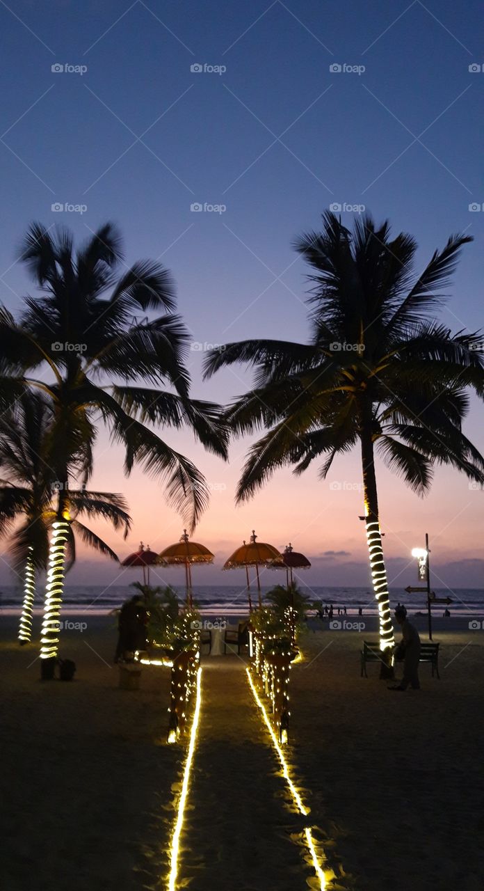 diner on the beach at Leela Goa