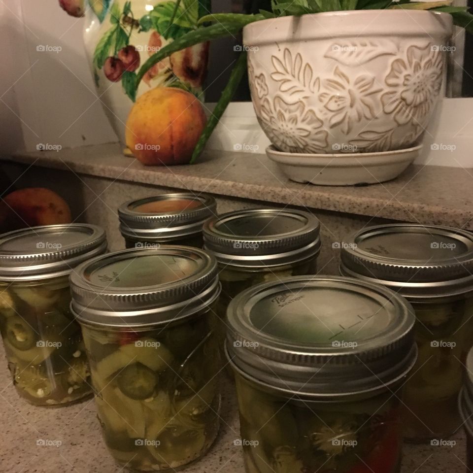 Canning! Hot peppers straight from our garden! 