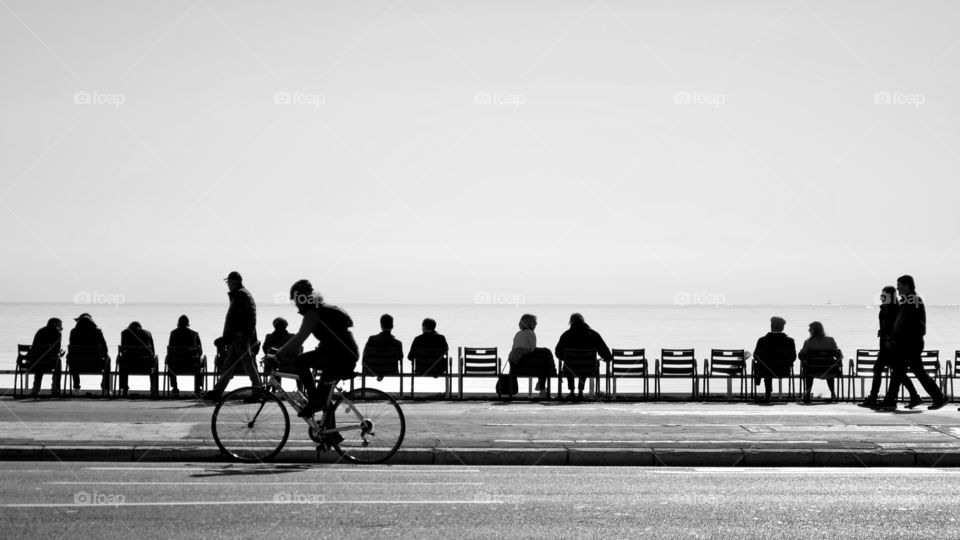 Silhouette sunbathing at seaside- Nice - December 2015