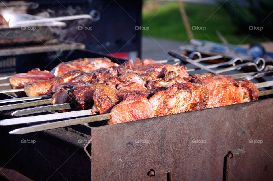 Shish kebab on the grill
