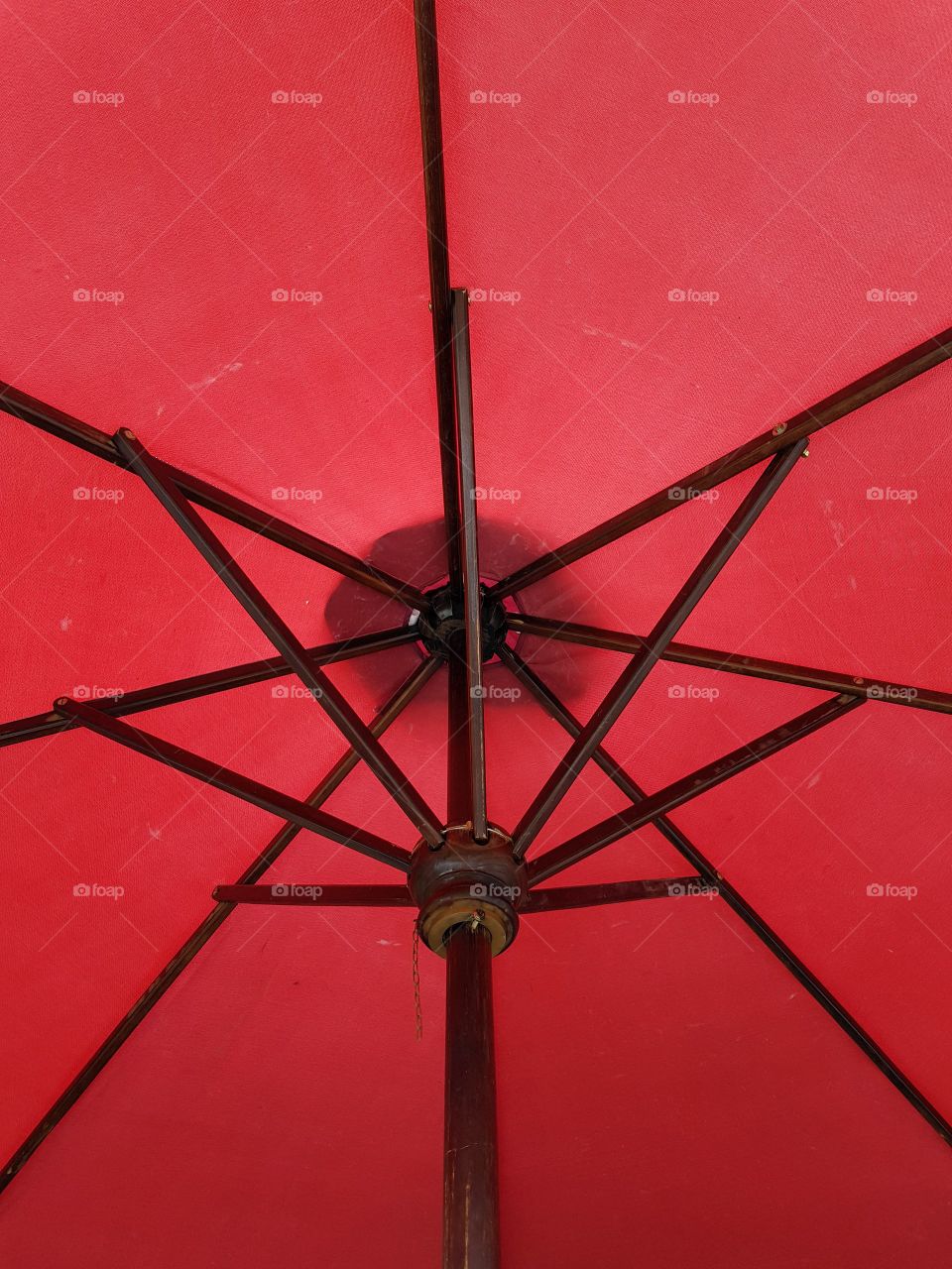 Inside in umbrella.