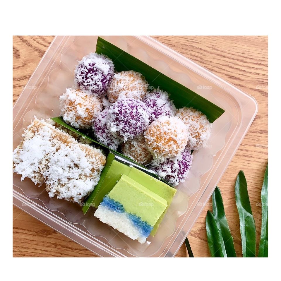 Fresh Nonya kueh with kueh salat kueh kosui and ondeh ondeh