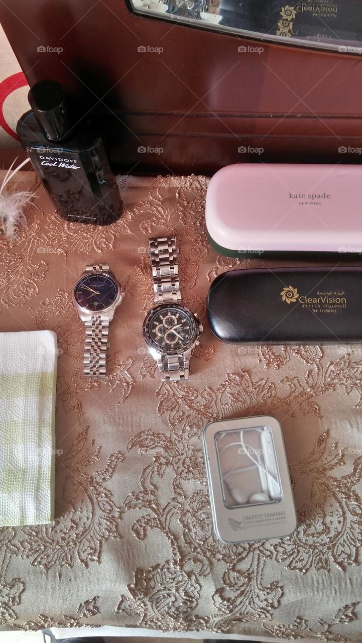 Watches on table