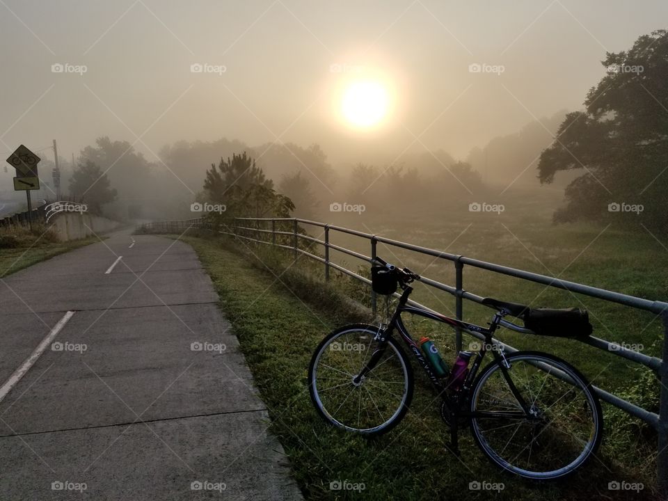 bike riding and sunrise