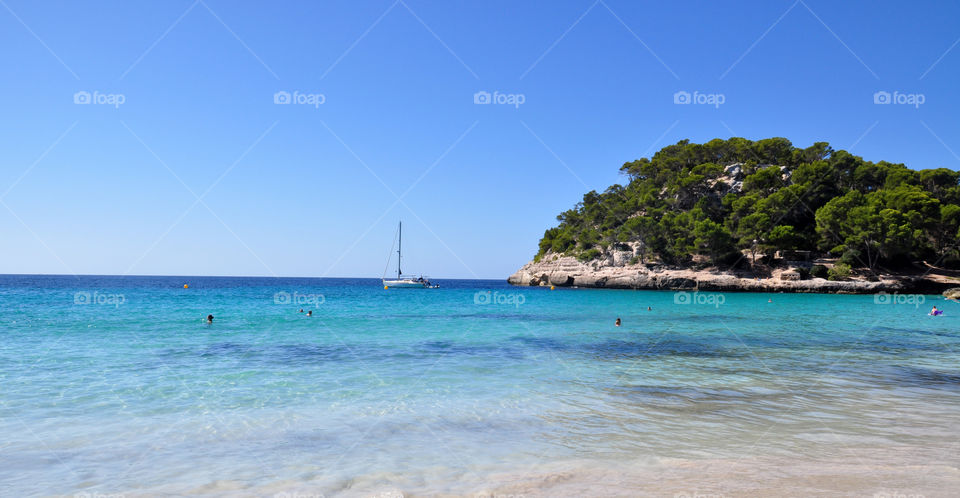 transparent water of Balearic sea in Spain