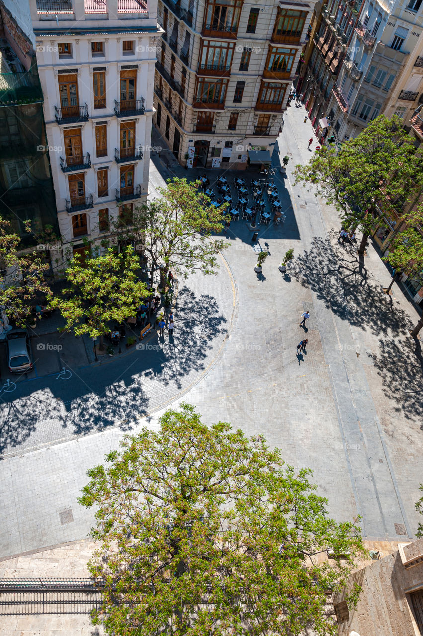 View at Placa dels Furs from Torres de Serranos. Valencia. Spain.