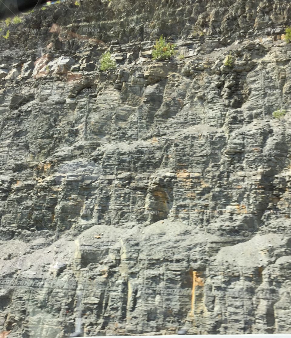 Rock wall along a highway in Western New York State.