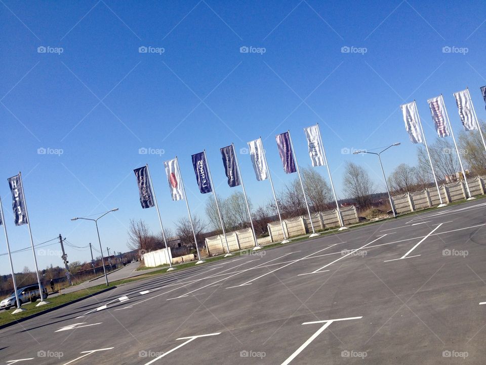 Flags on the parking 