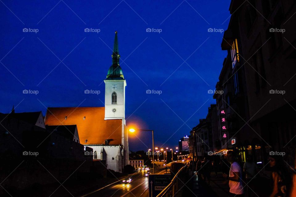Night in Bratislava. St. Martin's Cathedral.