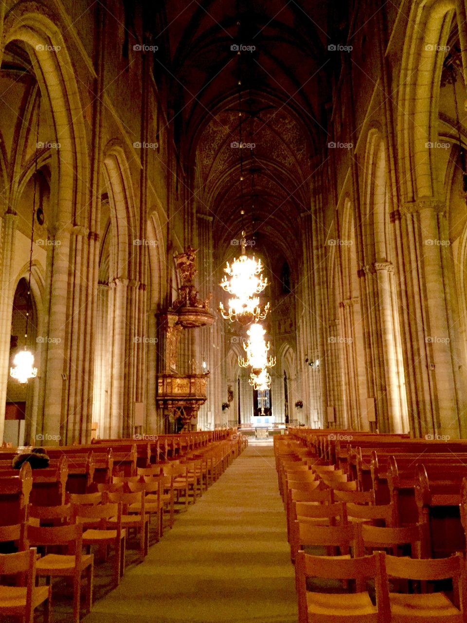 Inside of church in Stockholm, Sweden 