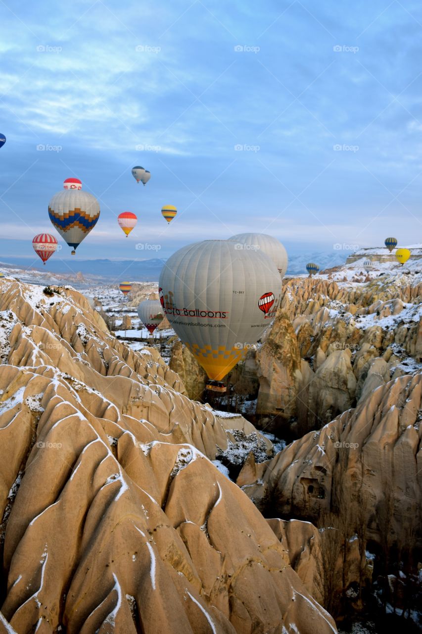 Hot Air Balloon flight at cappadocia Mountains, turkey