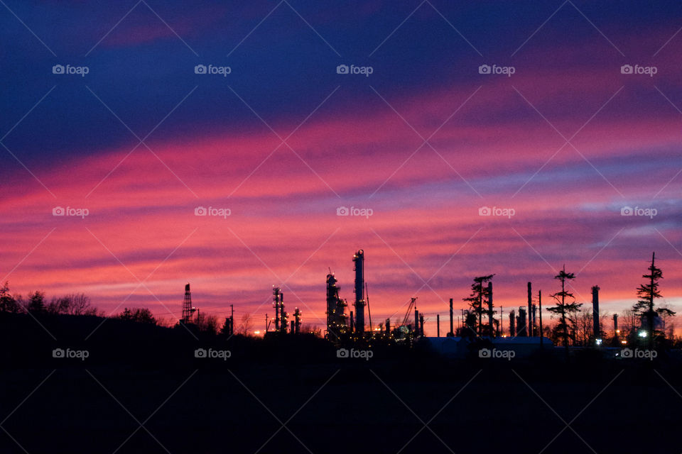 Oil Refinery Sunset