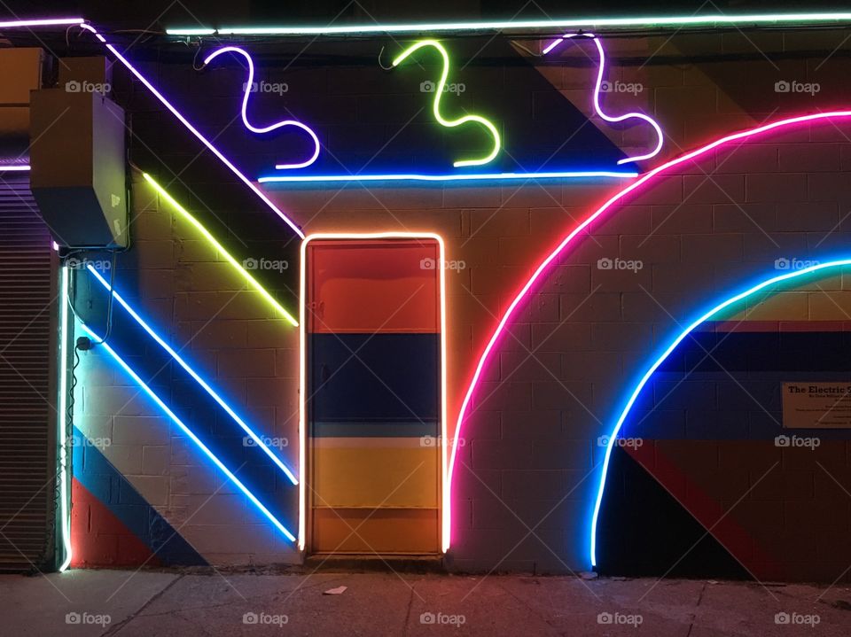 Neon street art in Philadelphia 