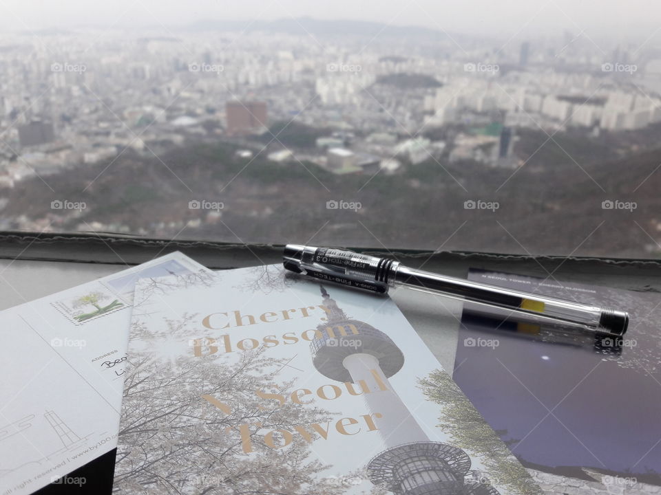 Writing Postcards at N Seoul Tower
