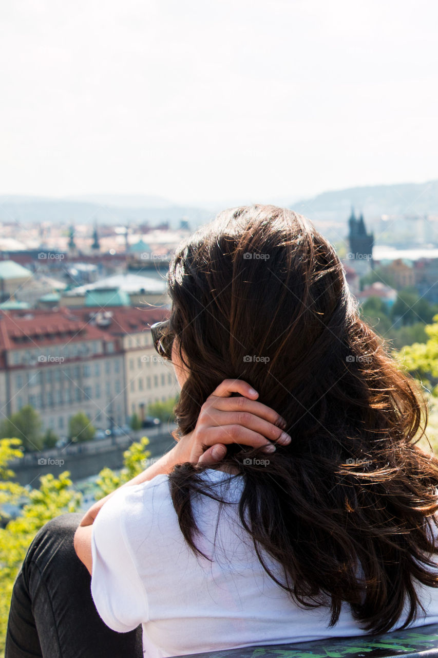 Rear view of woman looking at view