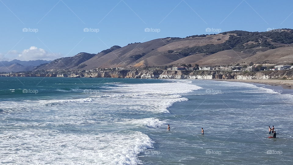 Beach to Mountain. Beautiful view from the Pismo Beach Pier.