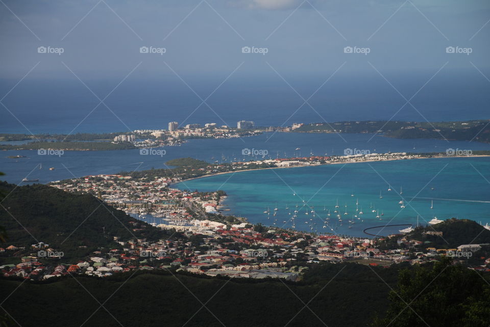 Saint Martin: view of Philipsburg from mountain top