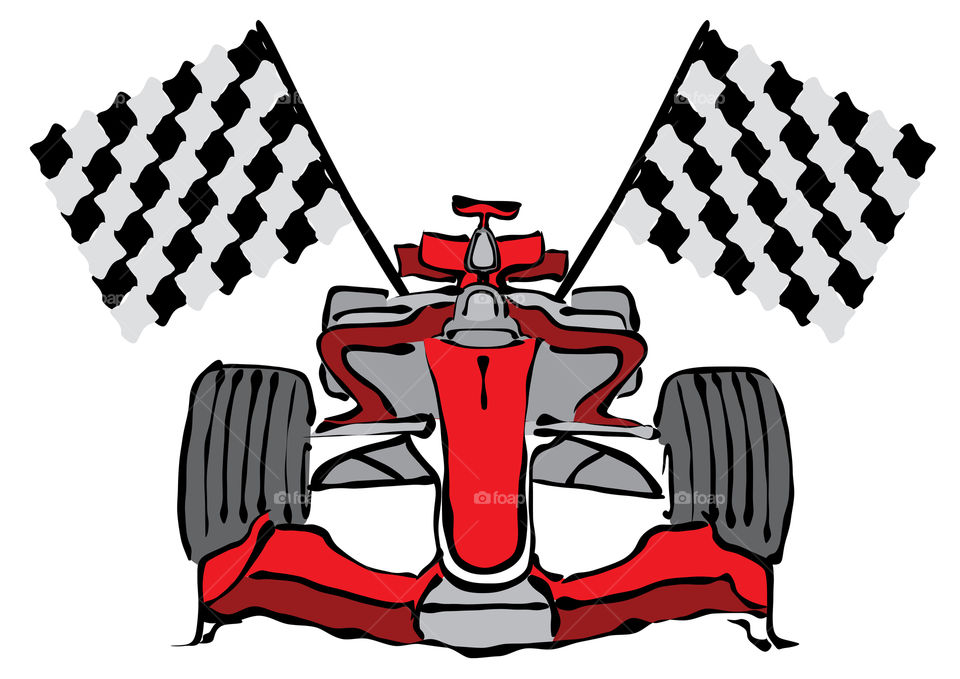 Formula one car with flag illustration