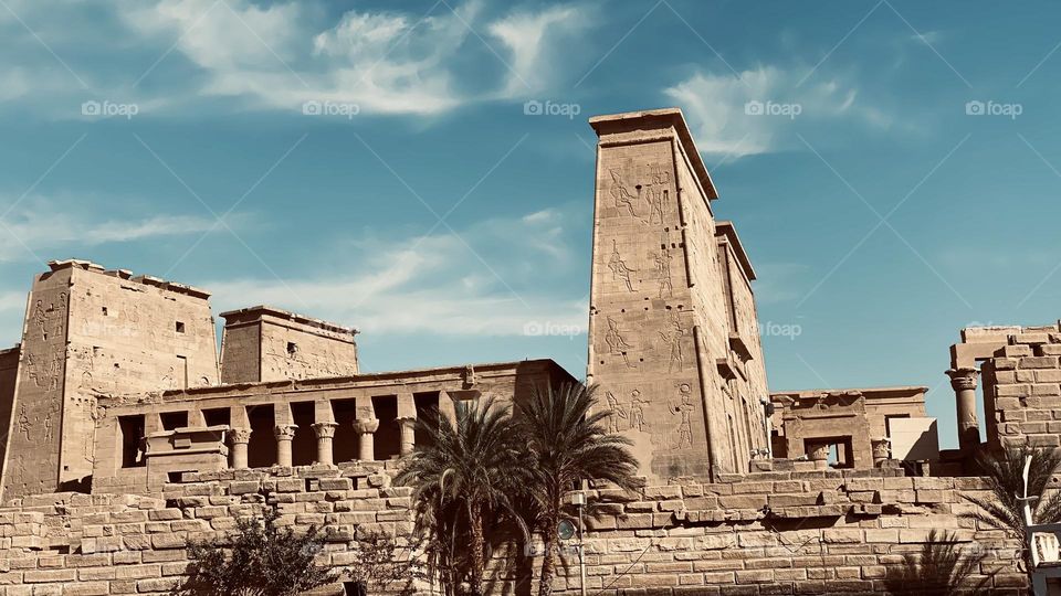 Philae temple which was under water and lifted on the Elephantine Island in Aswan city 