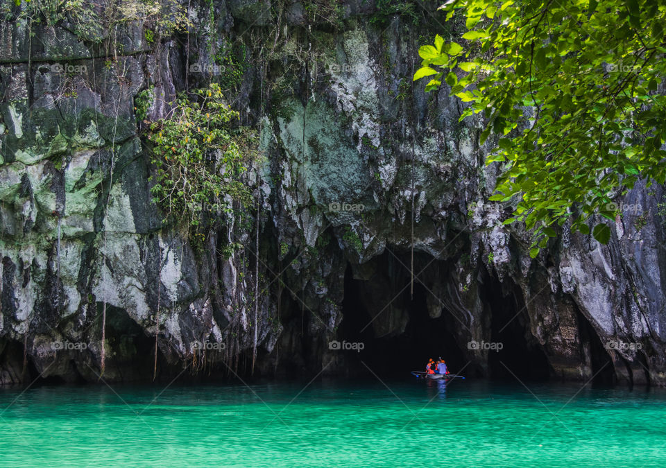 Beautiful lagoon, the beginning of the longest navigable underground river in the world. Puerto Princesa, Palawan, Philippines