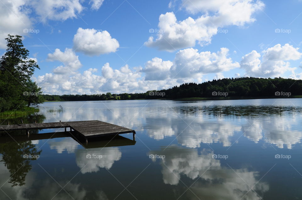 Clouds reflecting on lake