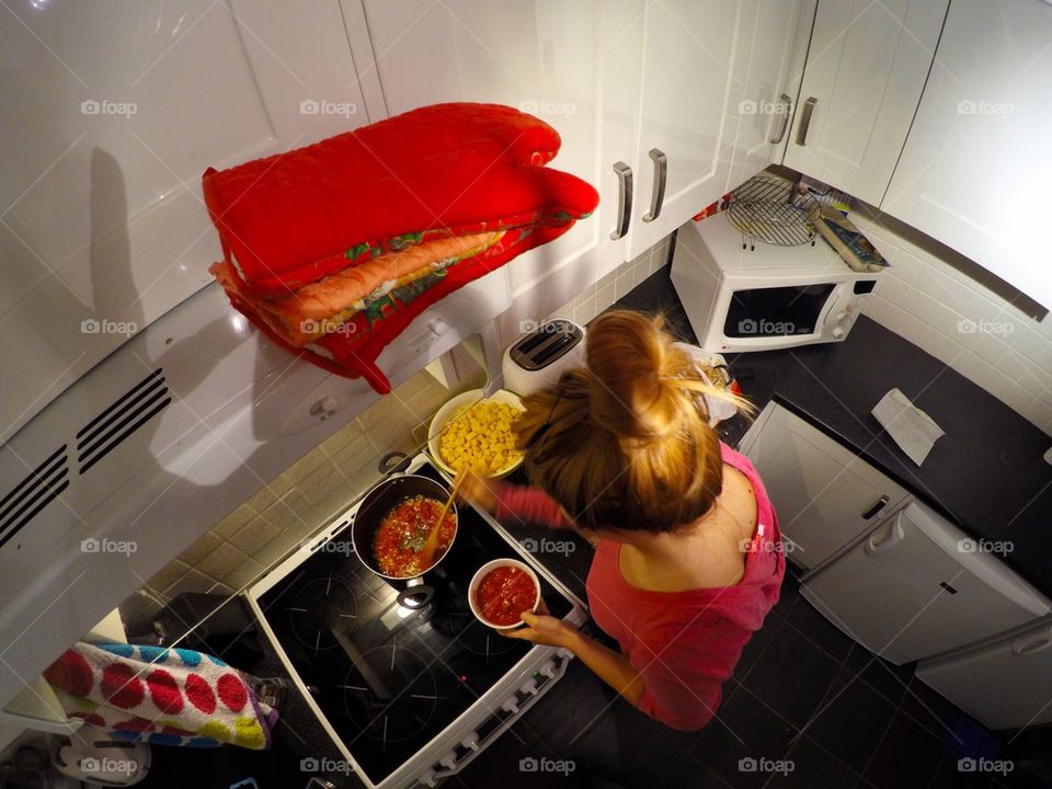 Girl cooking in the kitchen 