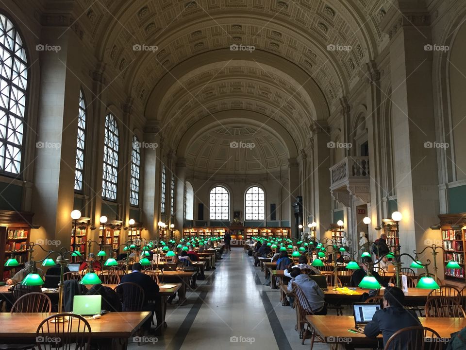 BPL . Reading room of the Boston Public Library