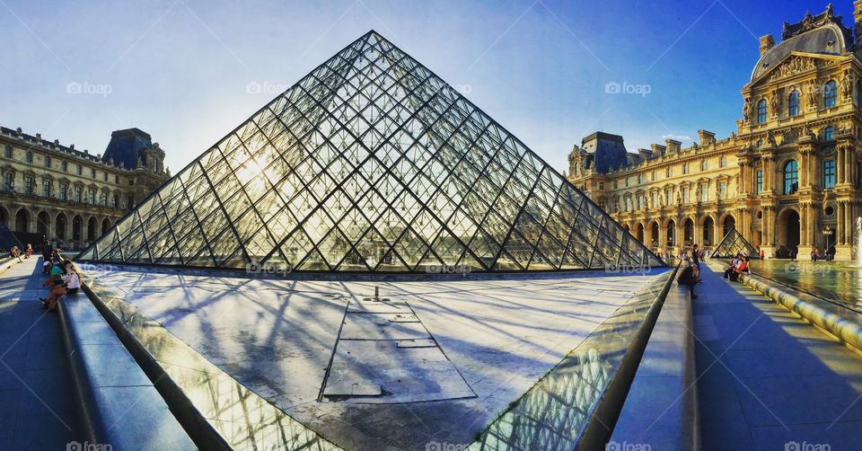 Paris, sights, travel, city trip, lights, illumination, glass, louvre, architecture, famous, modern, France, museum