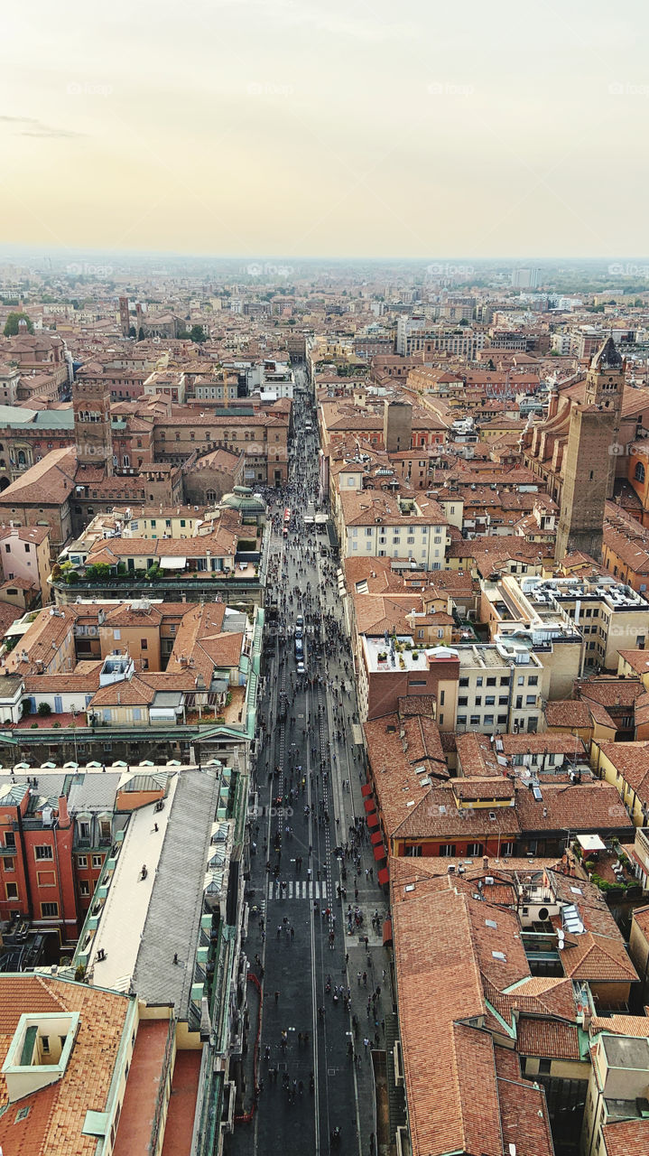 Panoramic top view old city 