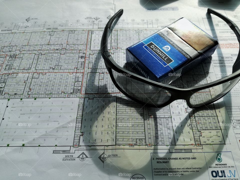 morning, construction, drawing, savety glasses, shadow, Dunhill, A3 paper, urban features