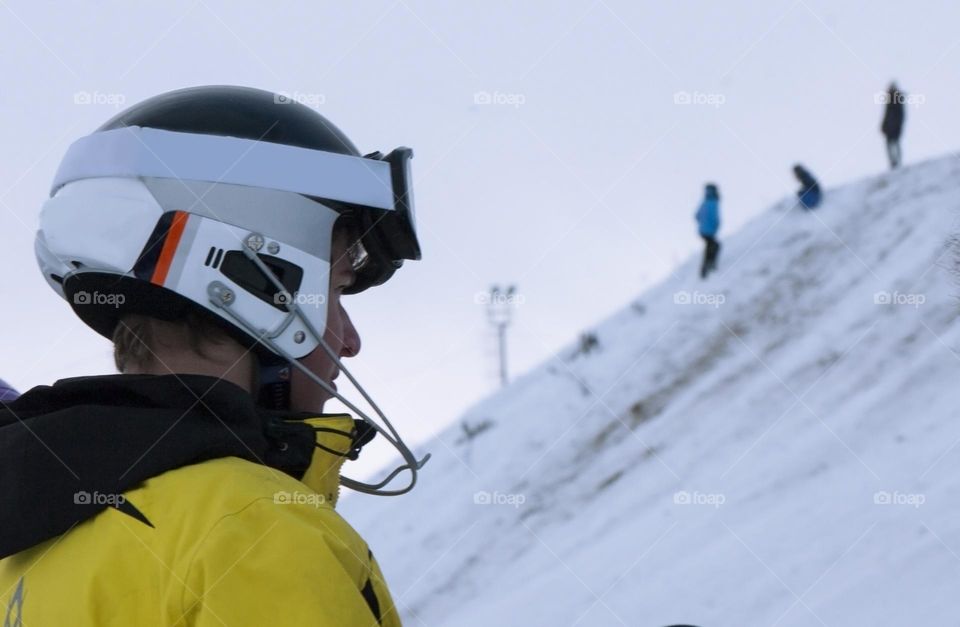 man in ski equipment