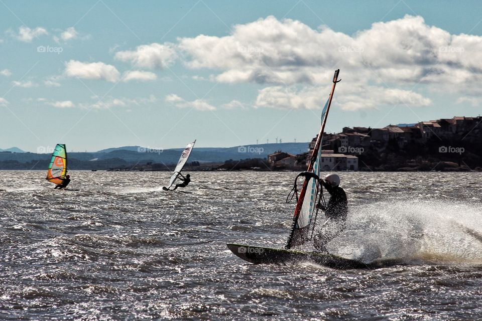 windsurfing action