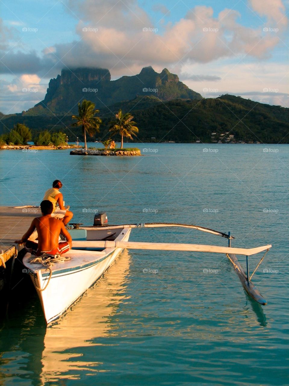 Outrigger canoe in Bora Bora. Outrigger canoe at the airport in Bora Bora