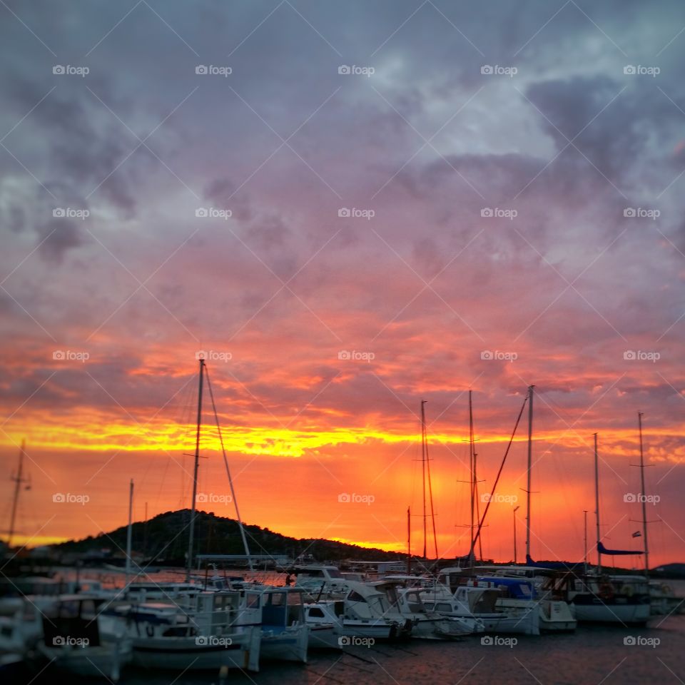 Sunset, Water, Sky, Sea, Pier