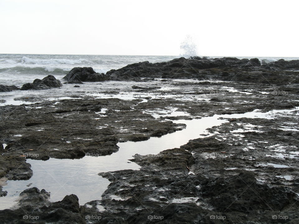 Lava rock coast line