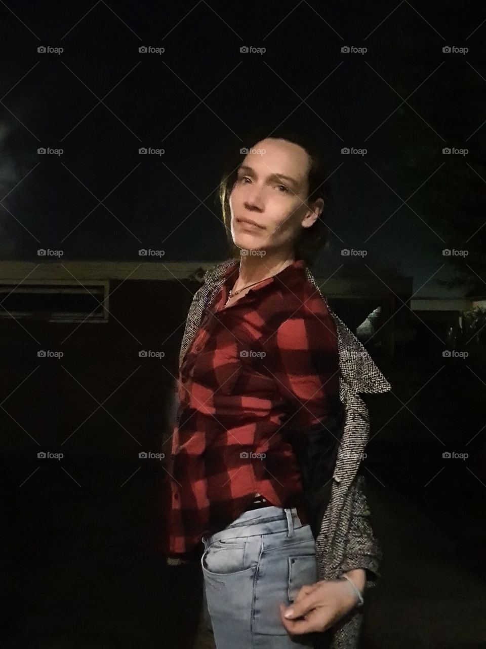 Woman outside in backyard