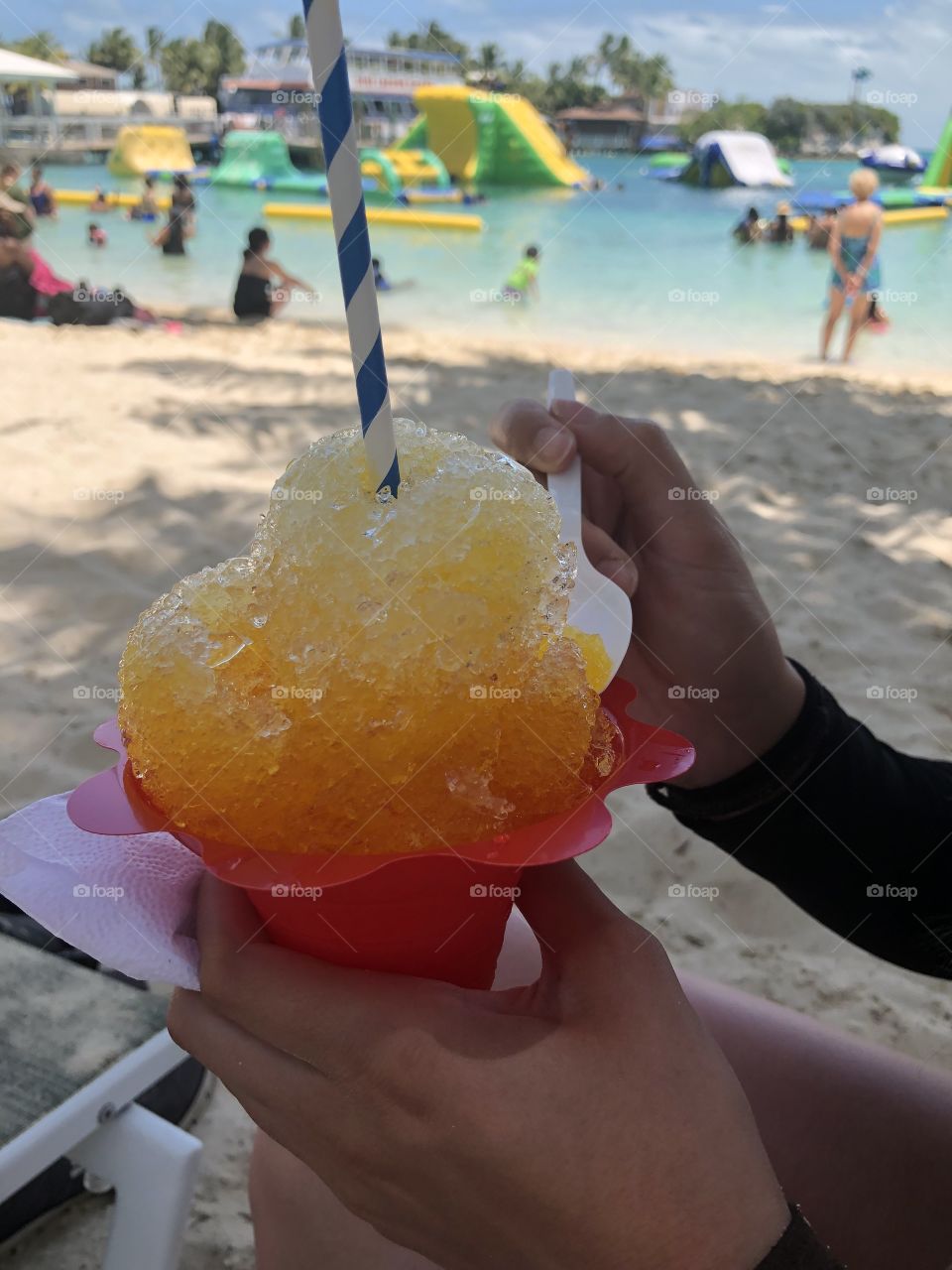 Shaved ice on a hot summer day.