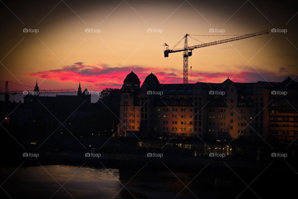 sky city pink sunset by genlock