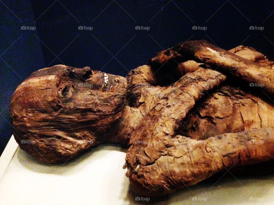 Mummy. Mummified remains of Egyptian man at Smithsonian museum