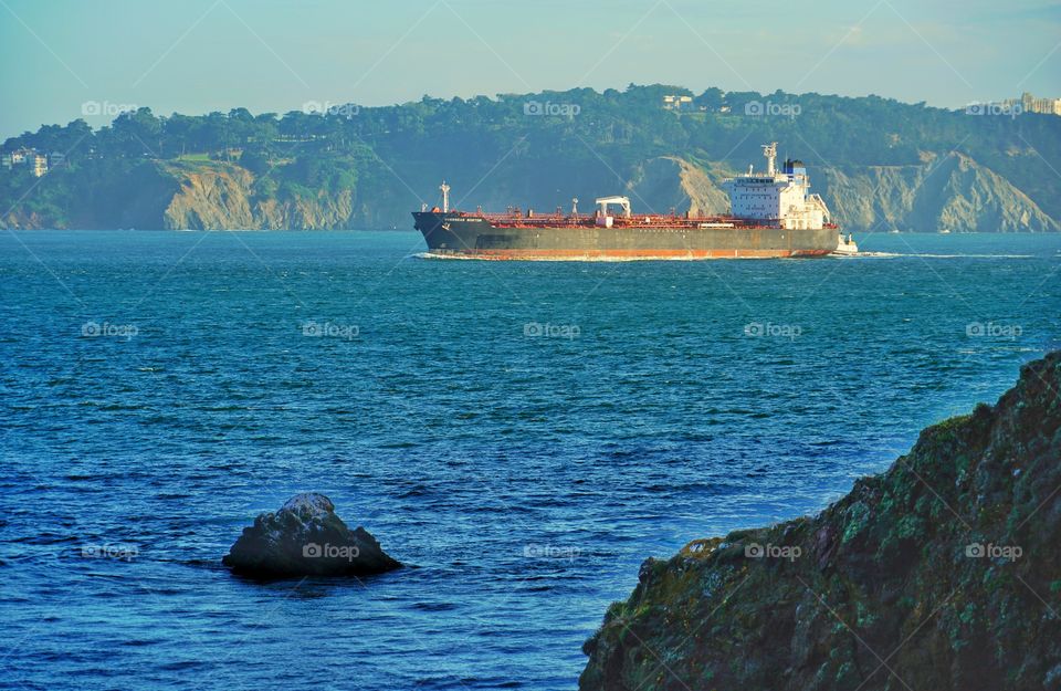 Oil Tanker Ship Entering San Francisco Bay