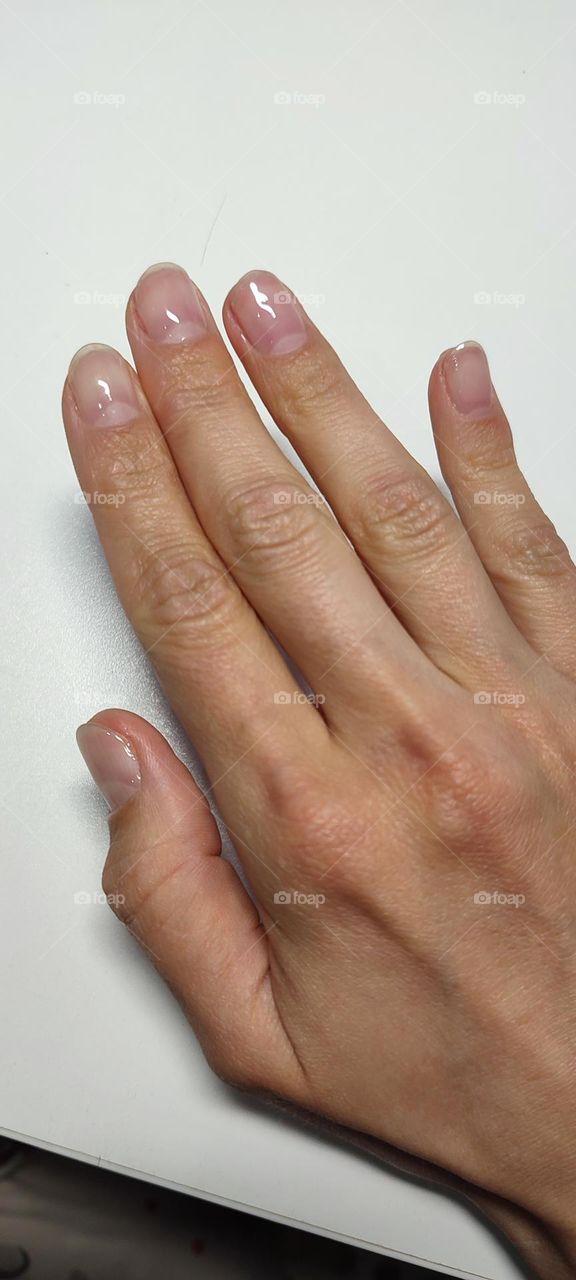 manicure on woman hand