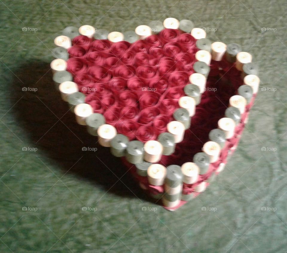 Heart shape chocolates box  to gift your loved ones on special occassion. made with paper quilling.