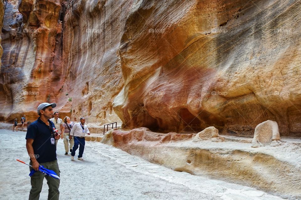 the way inside the cliff of Petra, Jordan