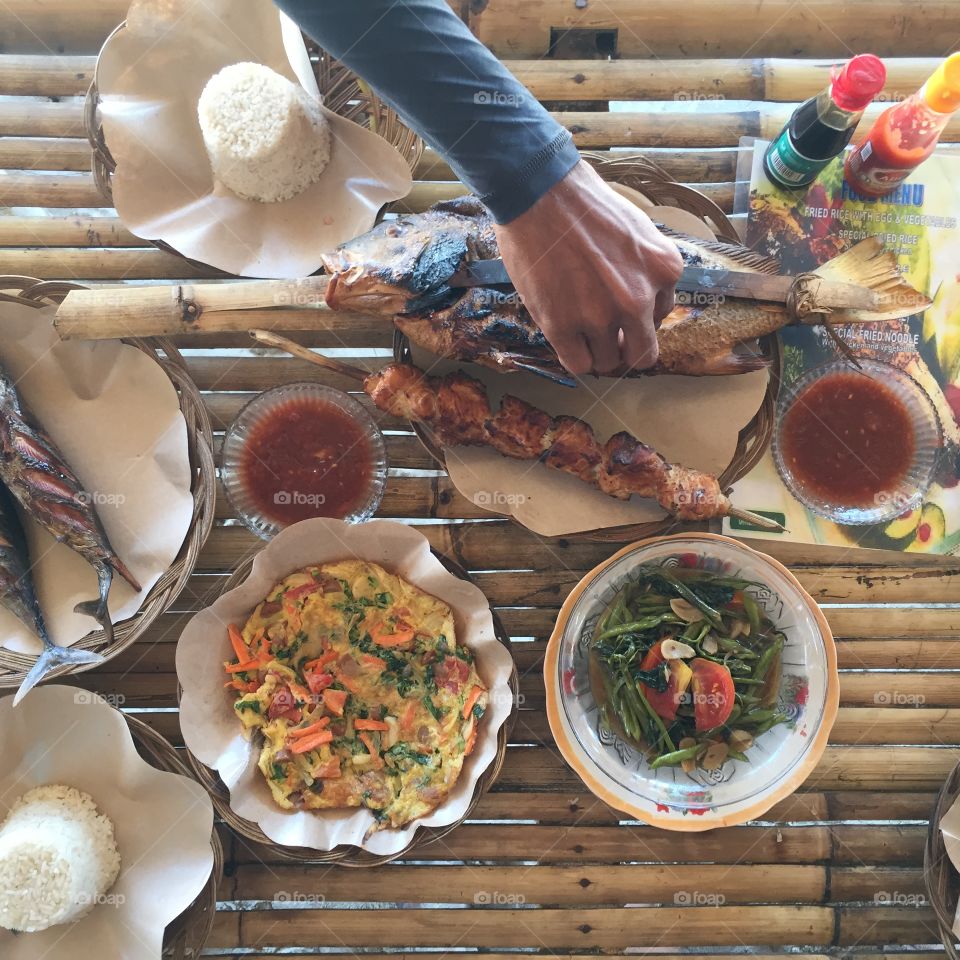 Lunch at Selong Belanak Beach, Lombok Indonesia 