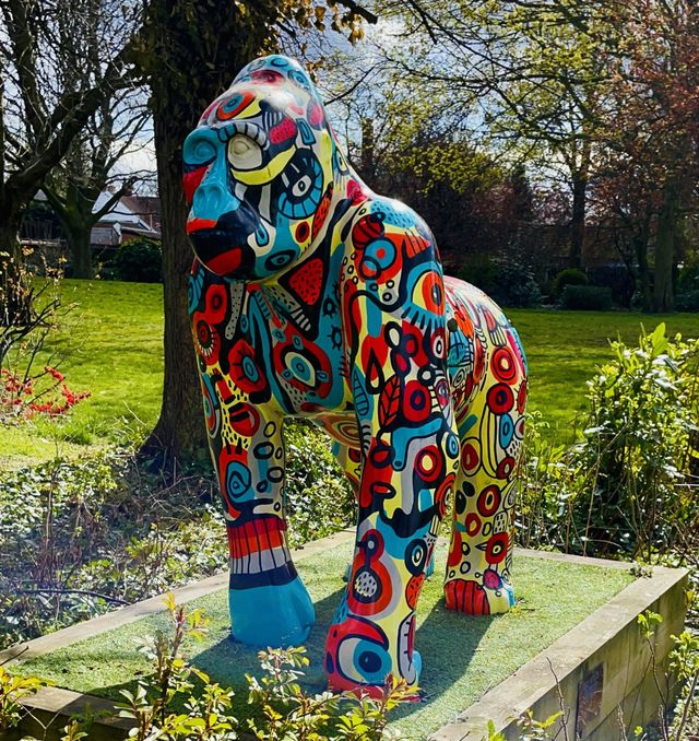 Psychedelic Gorilla art sculpture.