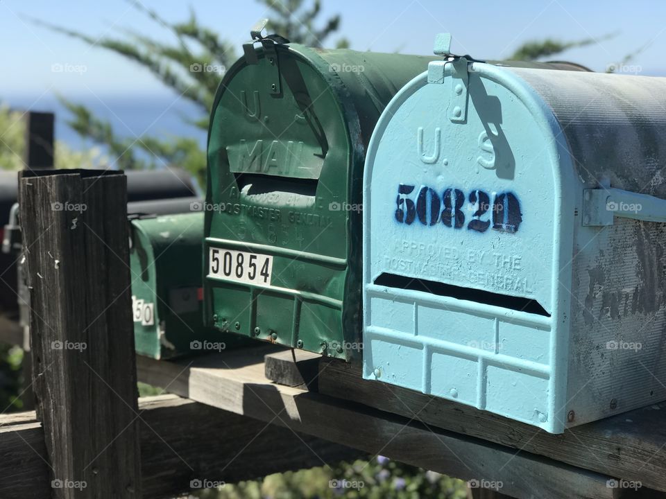Mailboxes with the best of views. Sitting between the winding road of the highway and the serene waters of the pacific. 